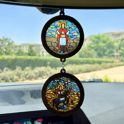 Double Icon Car Pendant