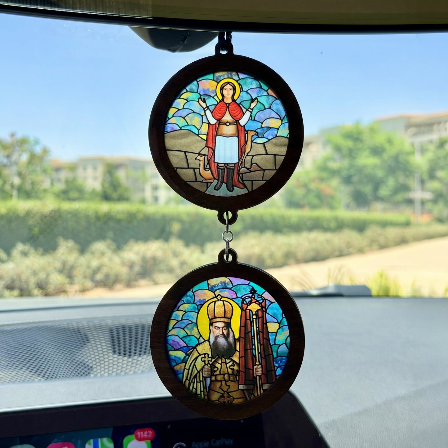 Double Icon Car Pendant