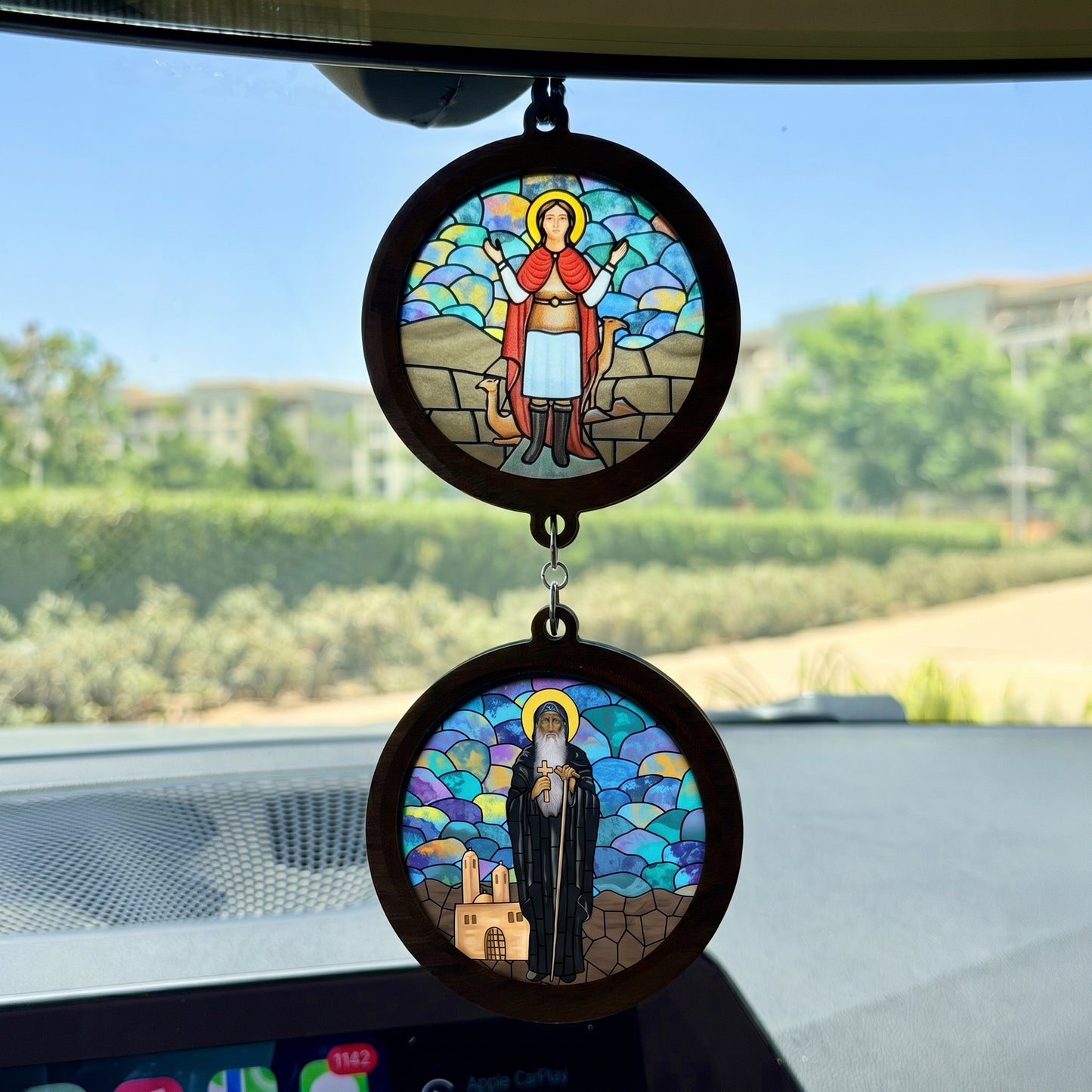 Double Icon Car Pendant