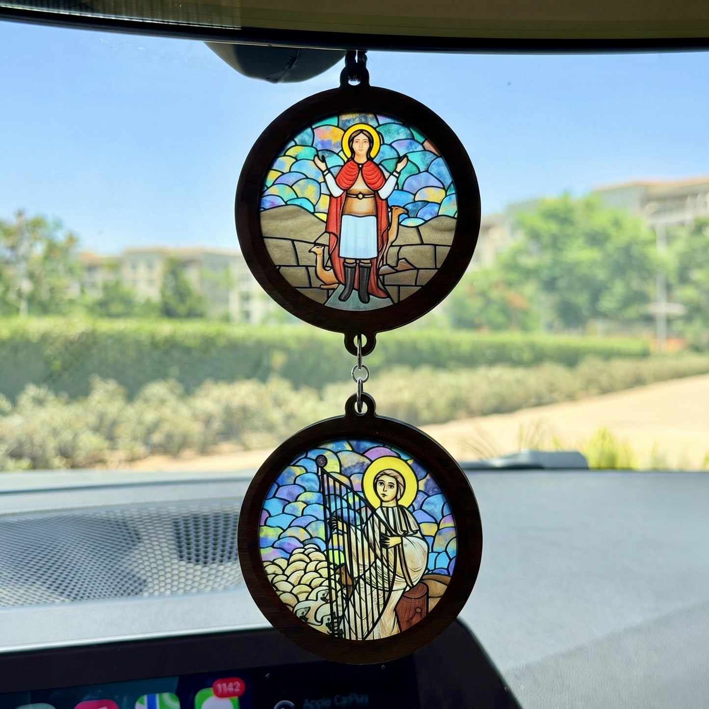 Double Icon Car Pendant