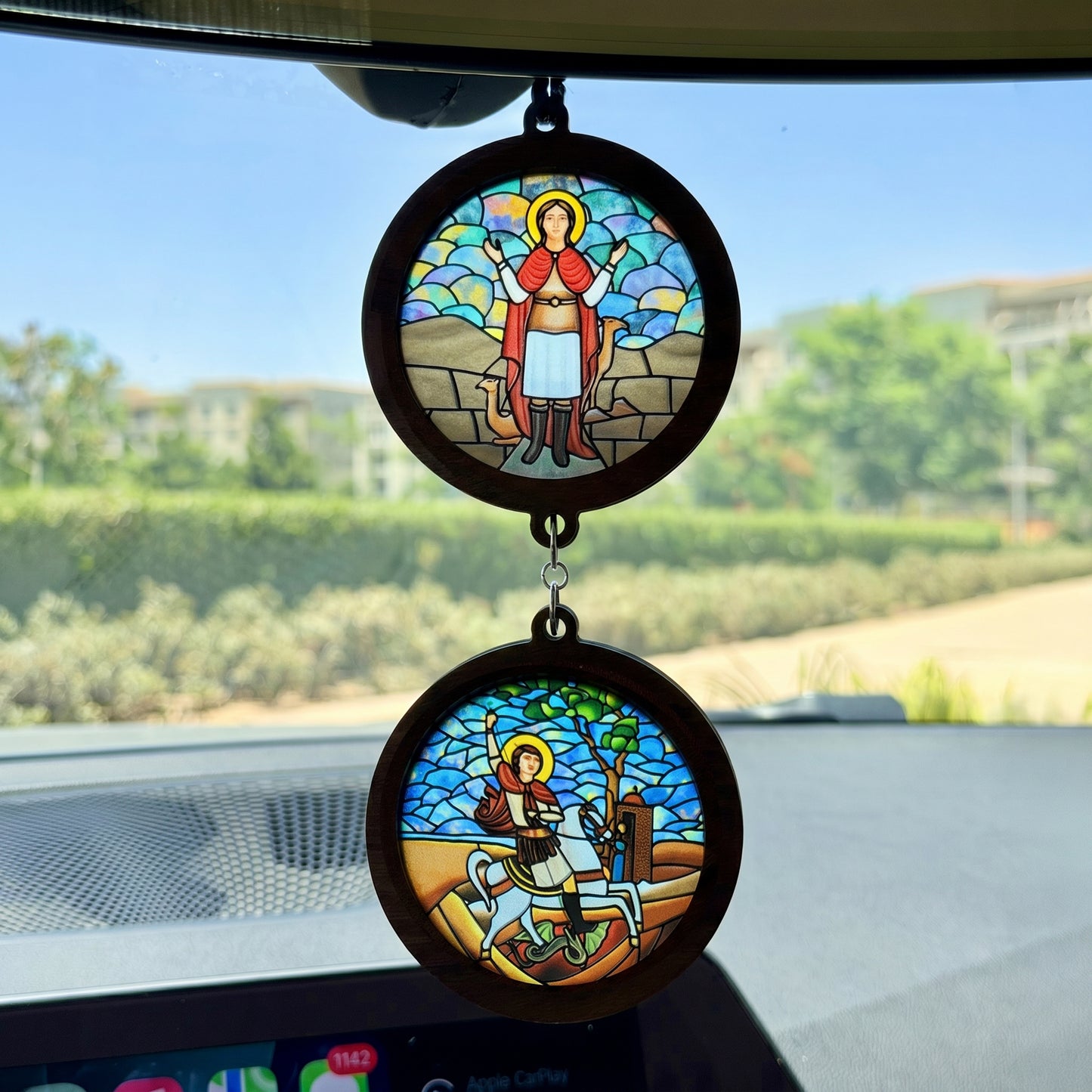 Double Icon Car Pendant