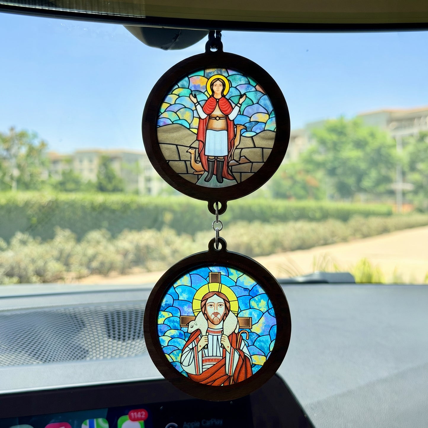 Double Icon Car Pendant