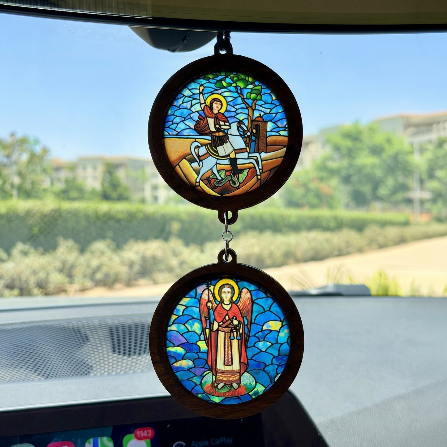 Double Icon Car Pendant