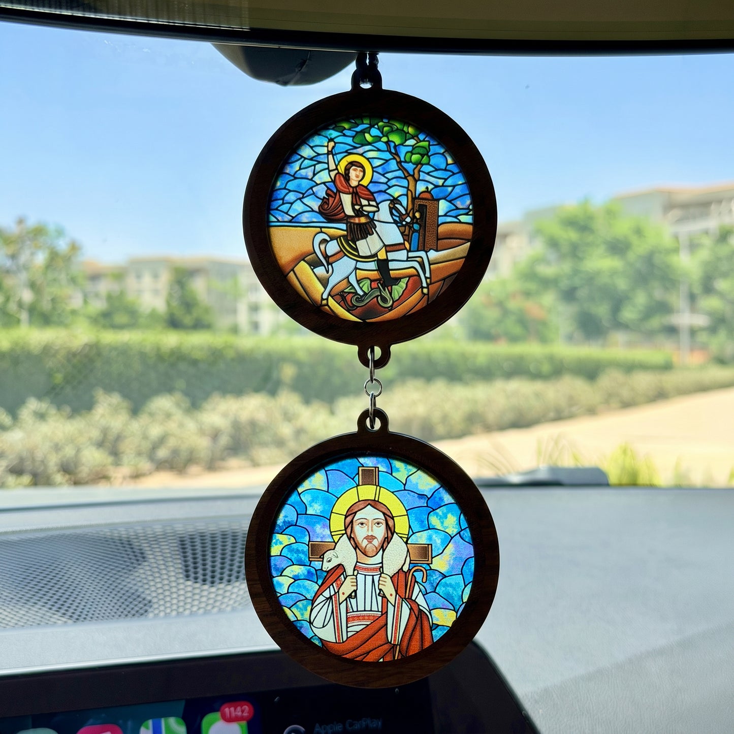 Double Icon Car Pendant