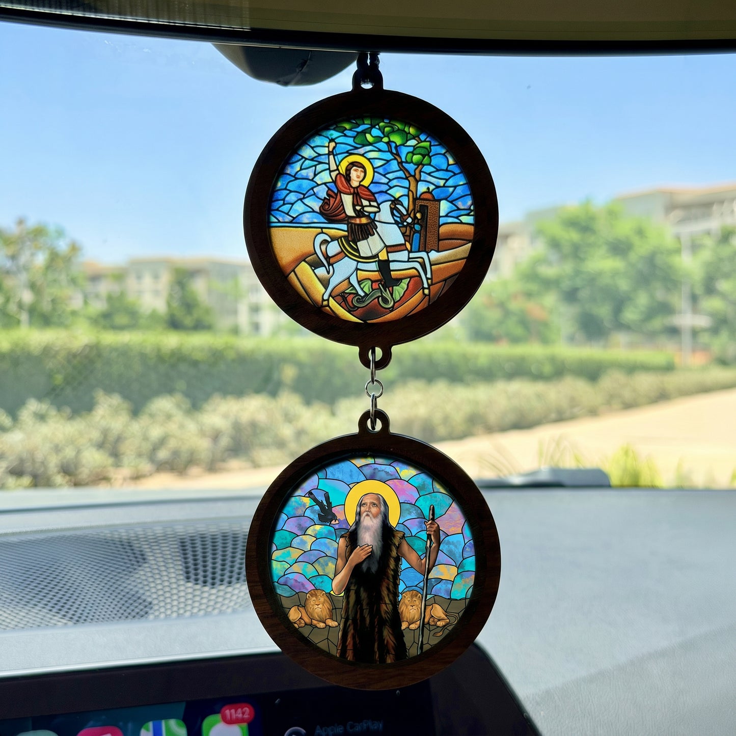 Double Icon Car Pendant