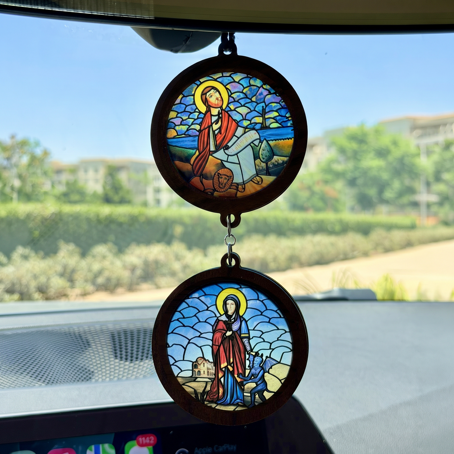 Double Icon Car Pendant