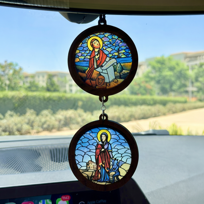Double Icon Car Pendant