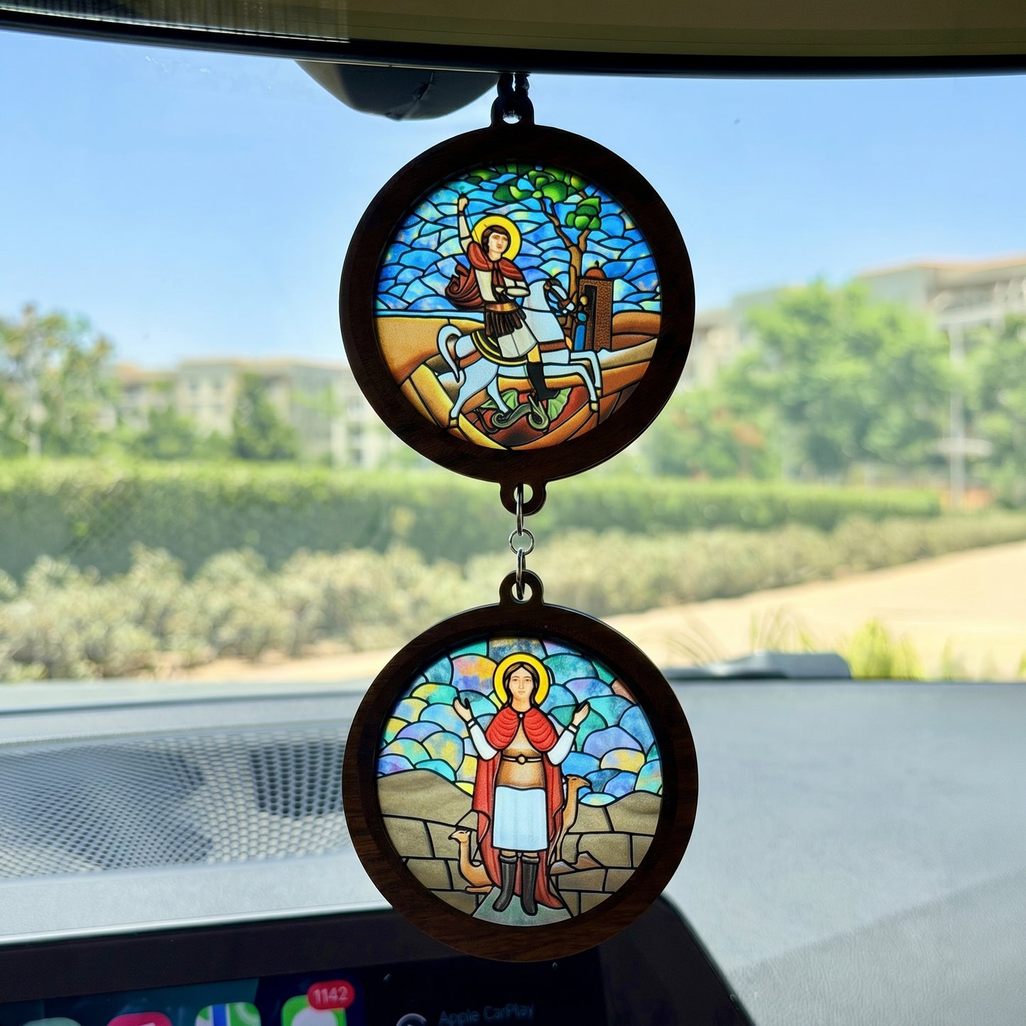 Double Icon Car Pendant
