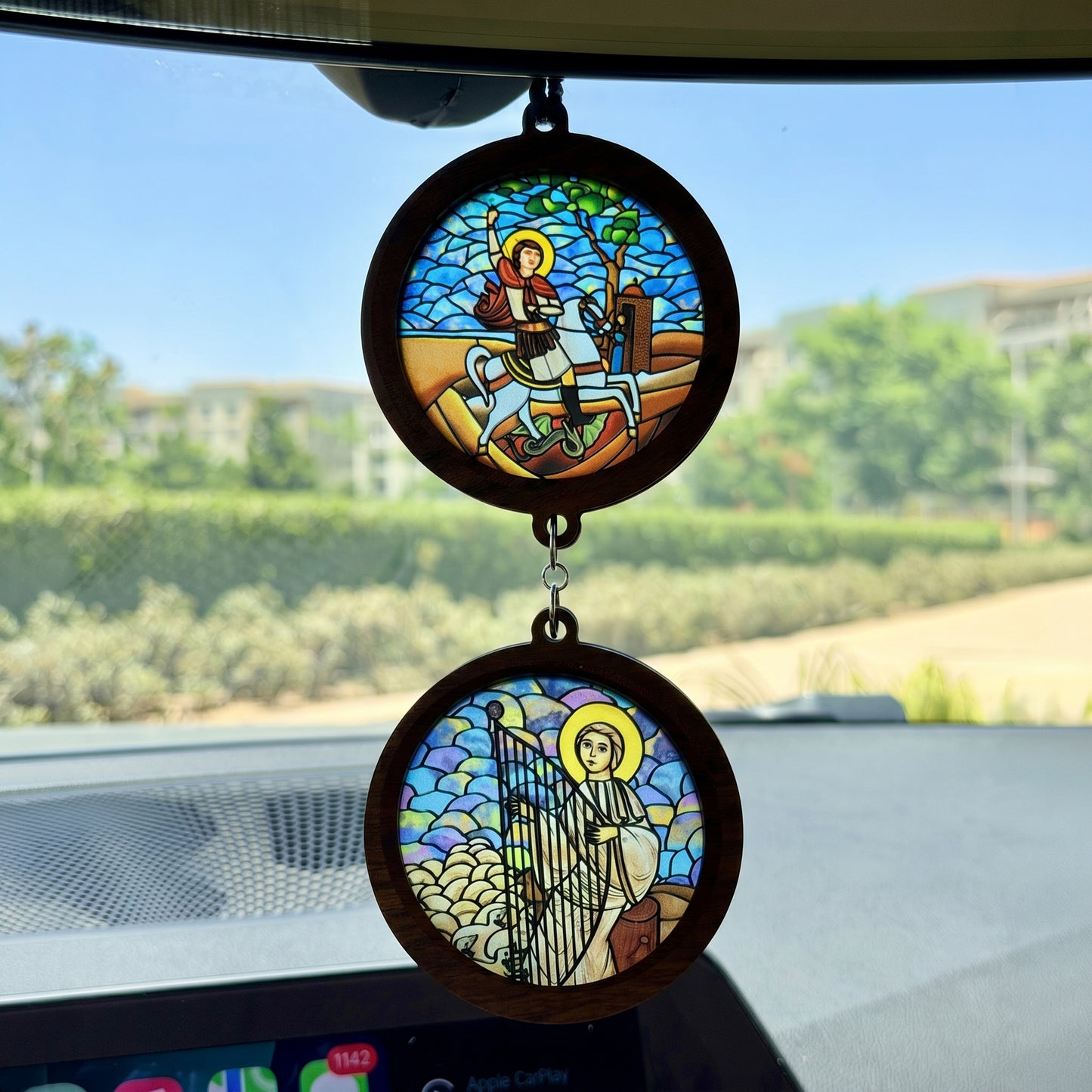 Double Icon Car Pendant