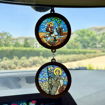 Double Icon Car Pendant