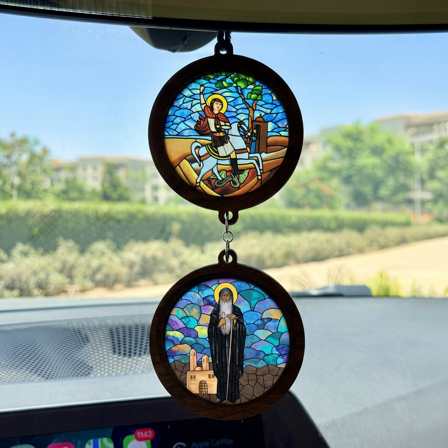 Double Icon Car Pendant