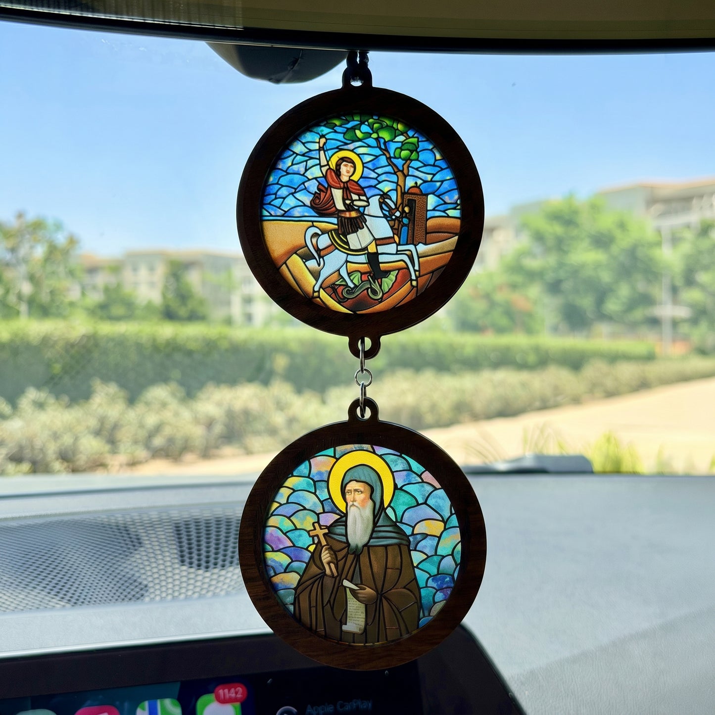 Double Icon Car Pendant