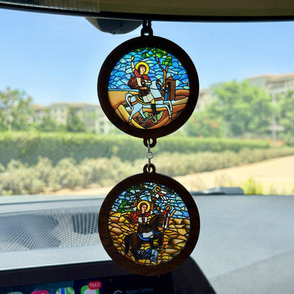 Double Icon Car Pendant