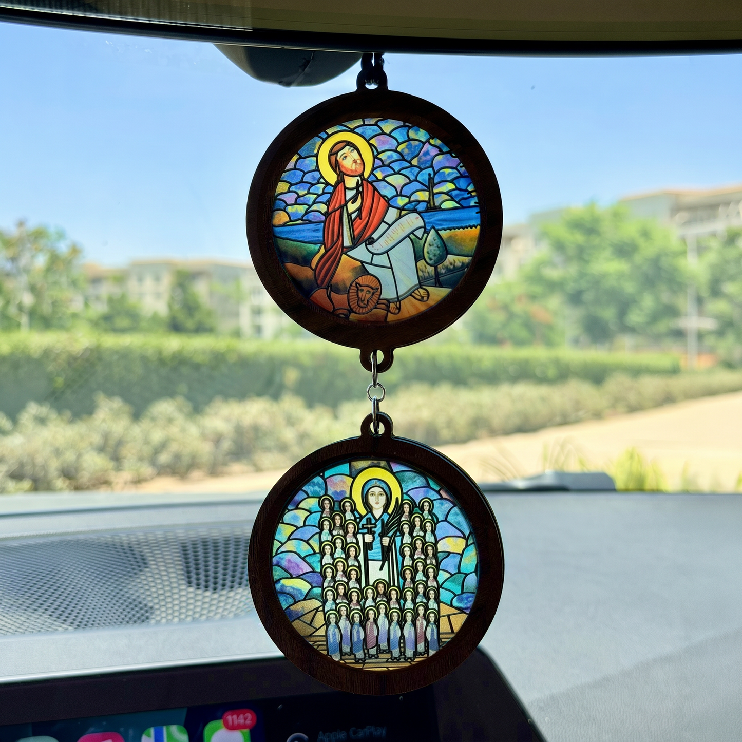 Double Icon Car Pendant