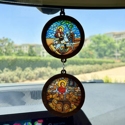 Double Icon Car Pendant