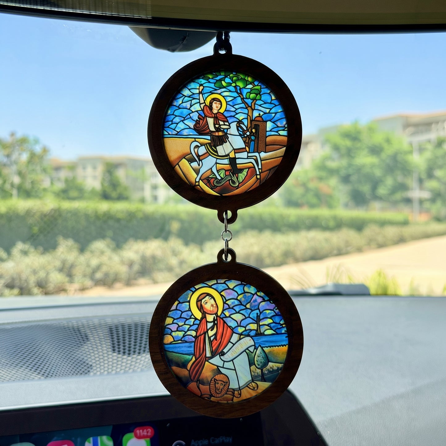 Double Icon Car Pendant