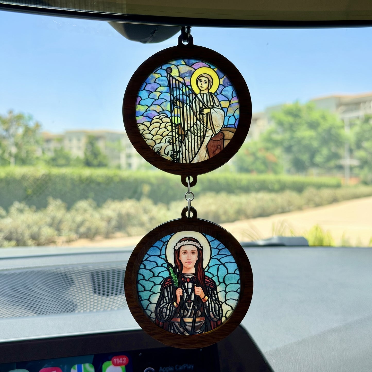 Double Icon Car Pendant