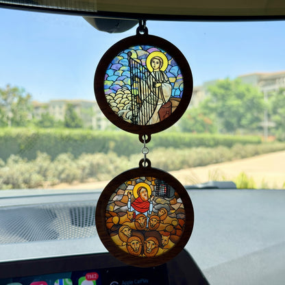 Double Icon Car Pendant