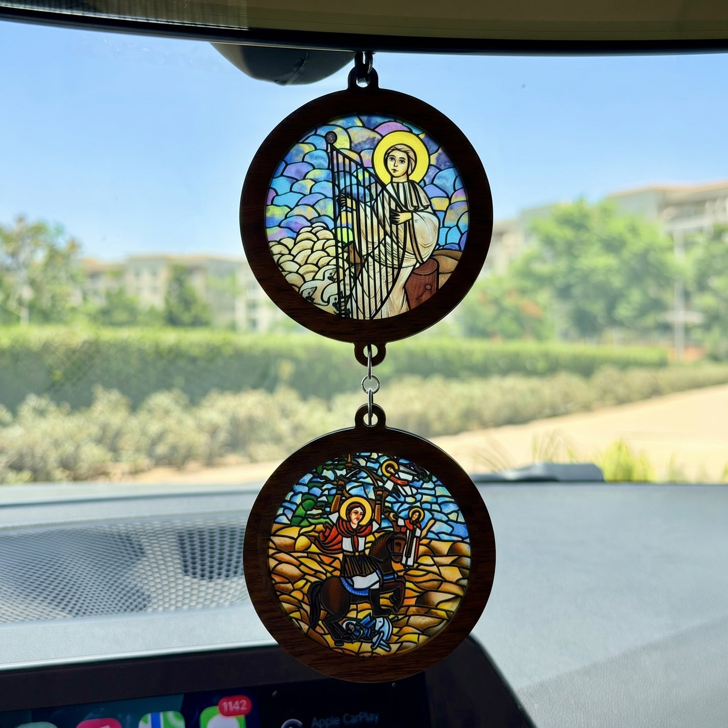 Double Icon Car Pendant