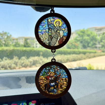 Double Icon Car Pendant