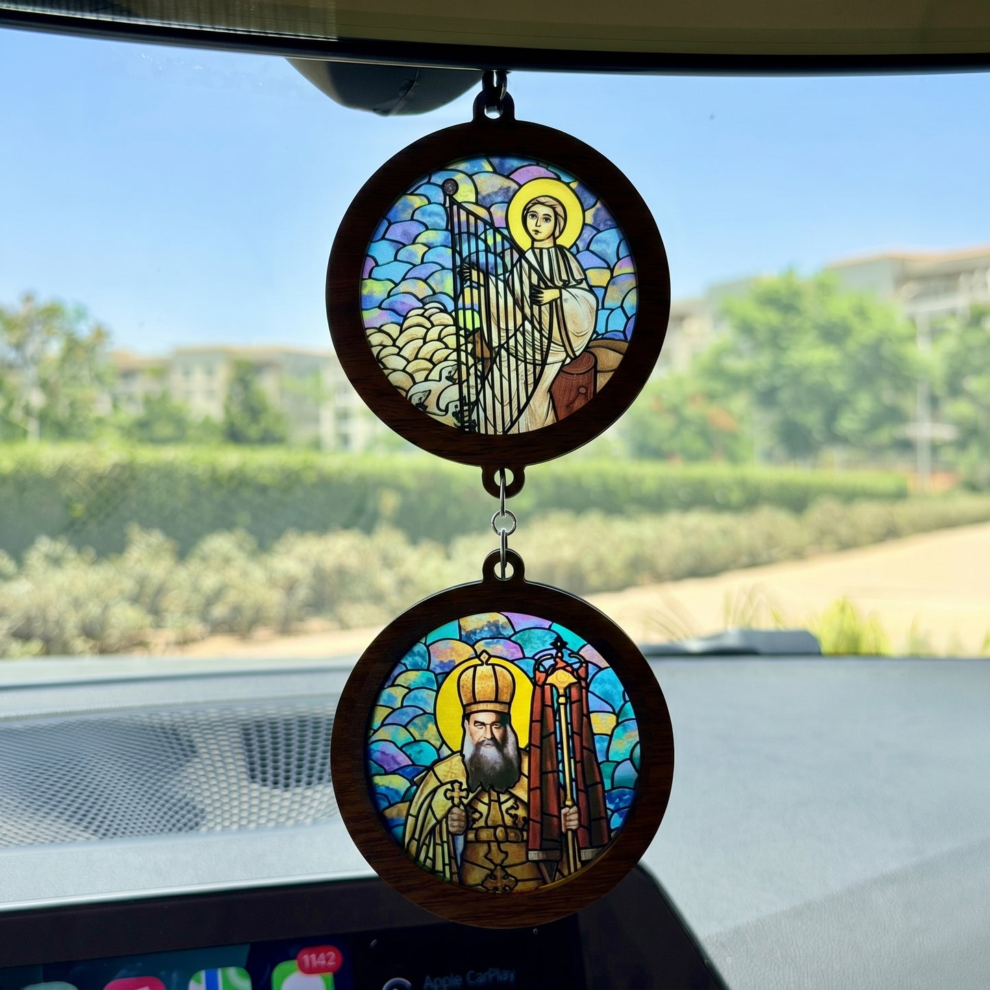 Double Icon Car Pendant