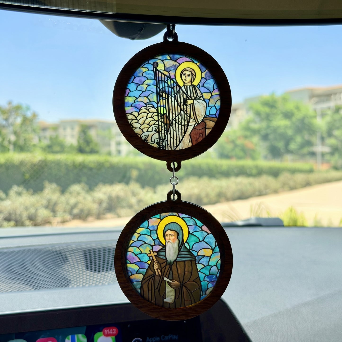 Double Icon Car Pendant