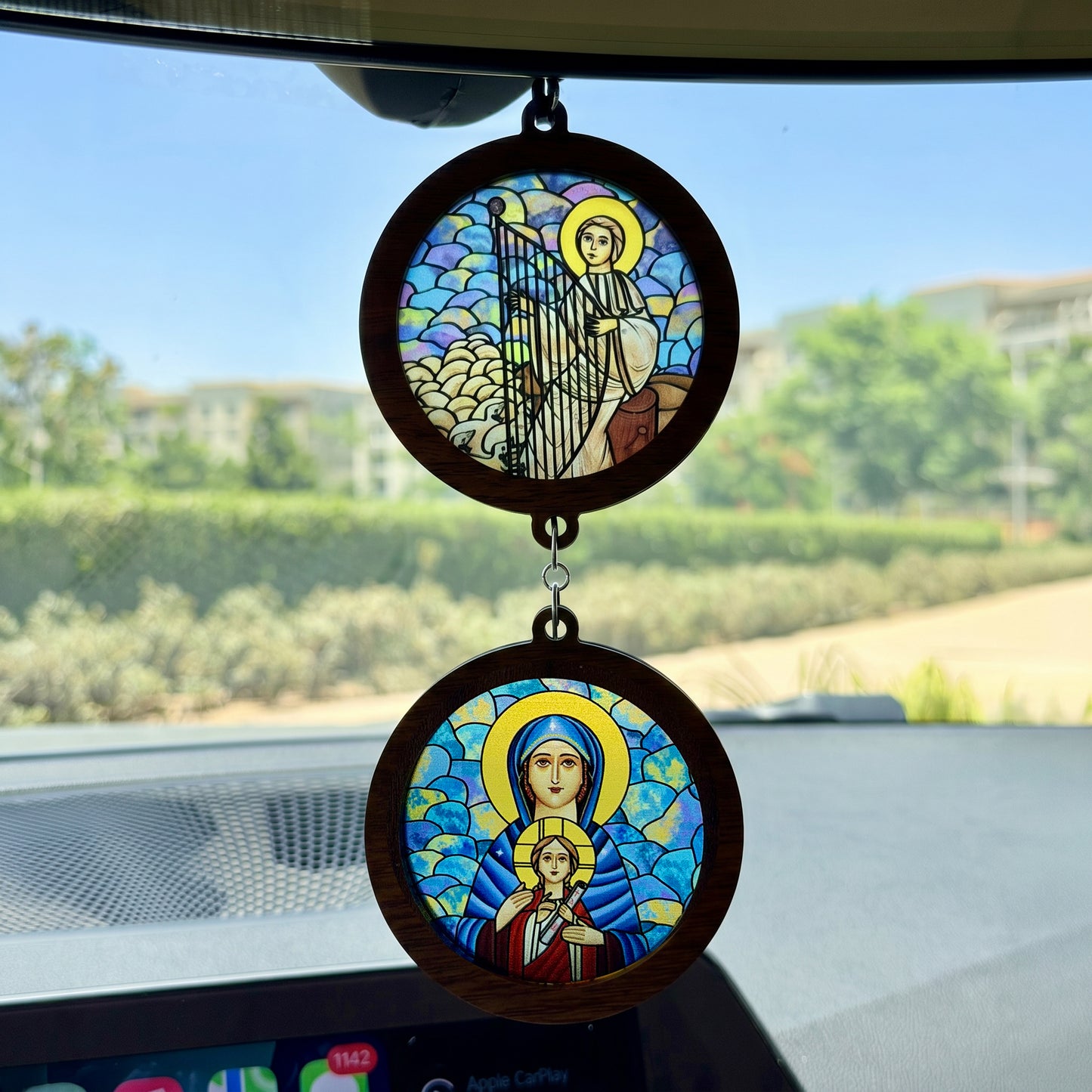 Double Icon Car Pendant