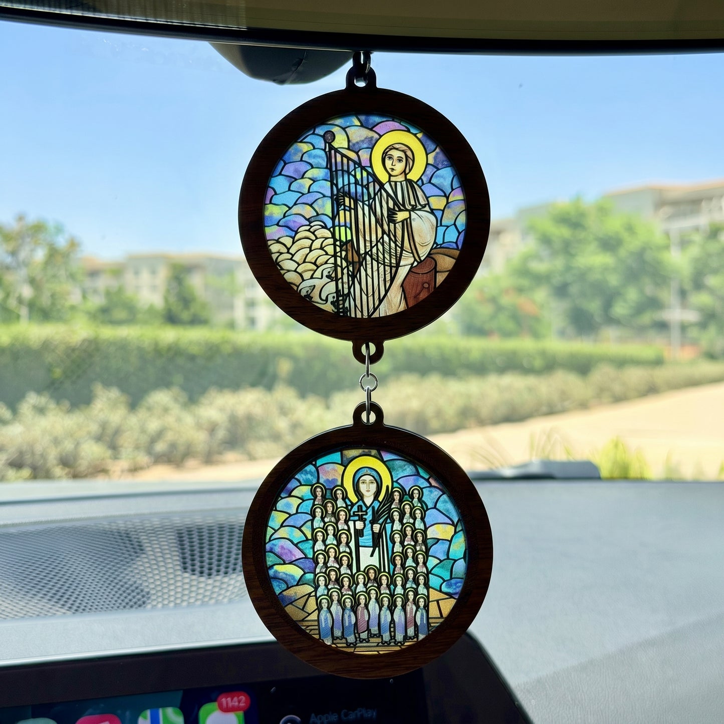 Double Icon Car Pendant