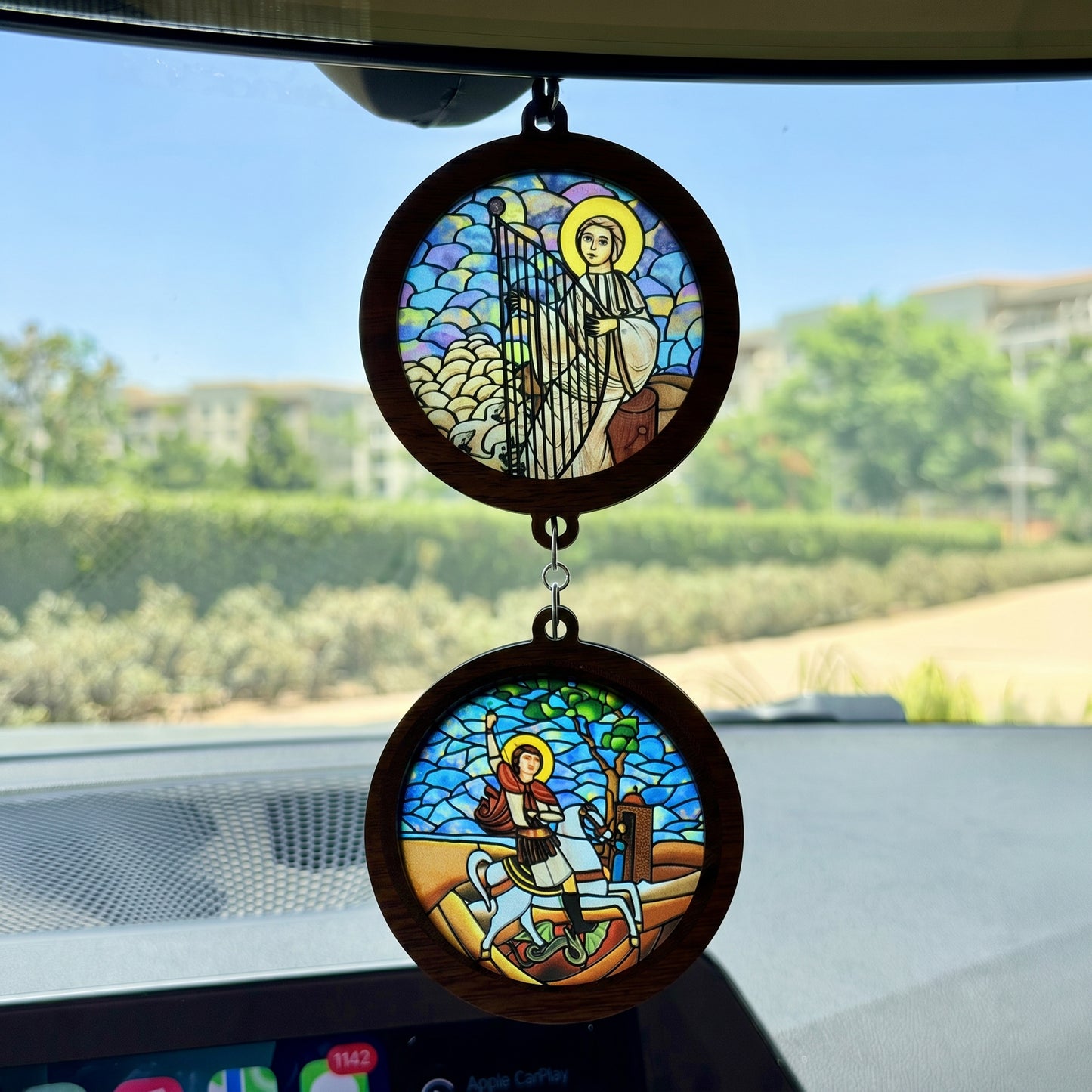 Double Icon Car Pendant