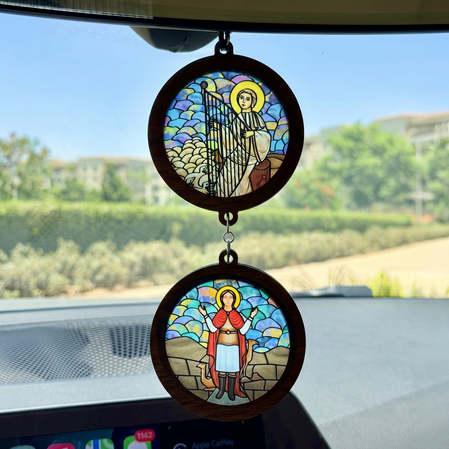 Double Icon Car Pendant