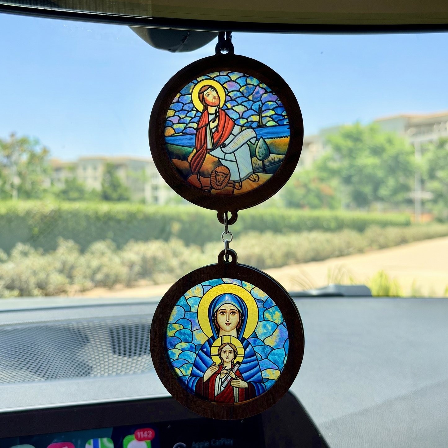 Double Icon Car Pendant