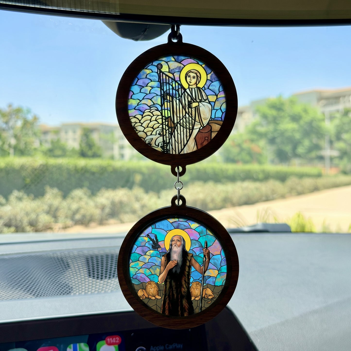 Double Icon Car Pendant