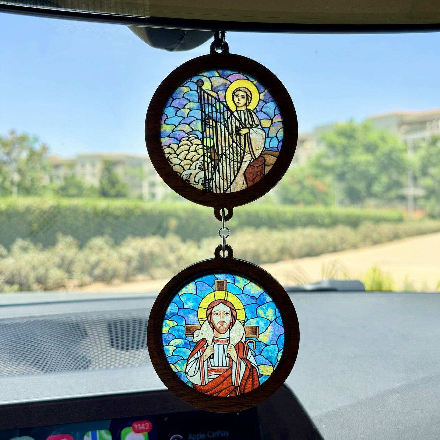 Double Icon Car Pendant