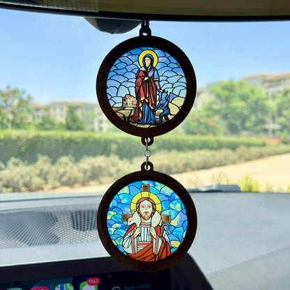 Double Icon Car Pendant