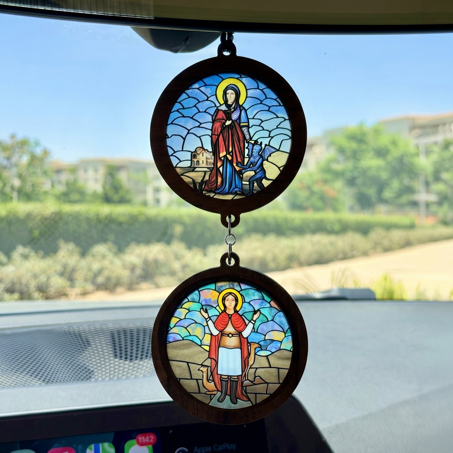 Double Icon Car Pendant