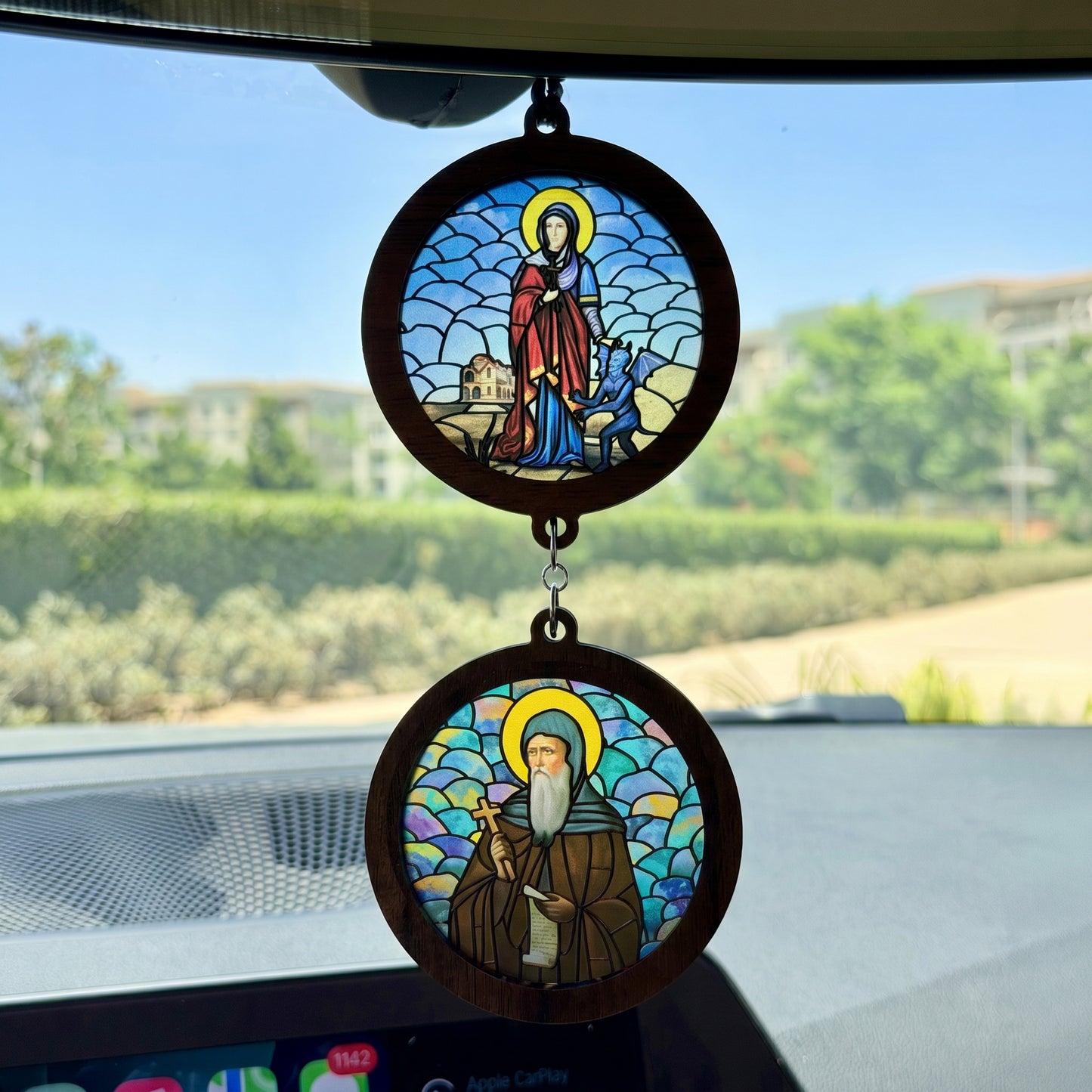 Double Icon Car Pendant