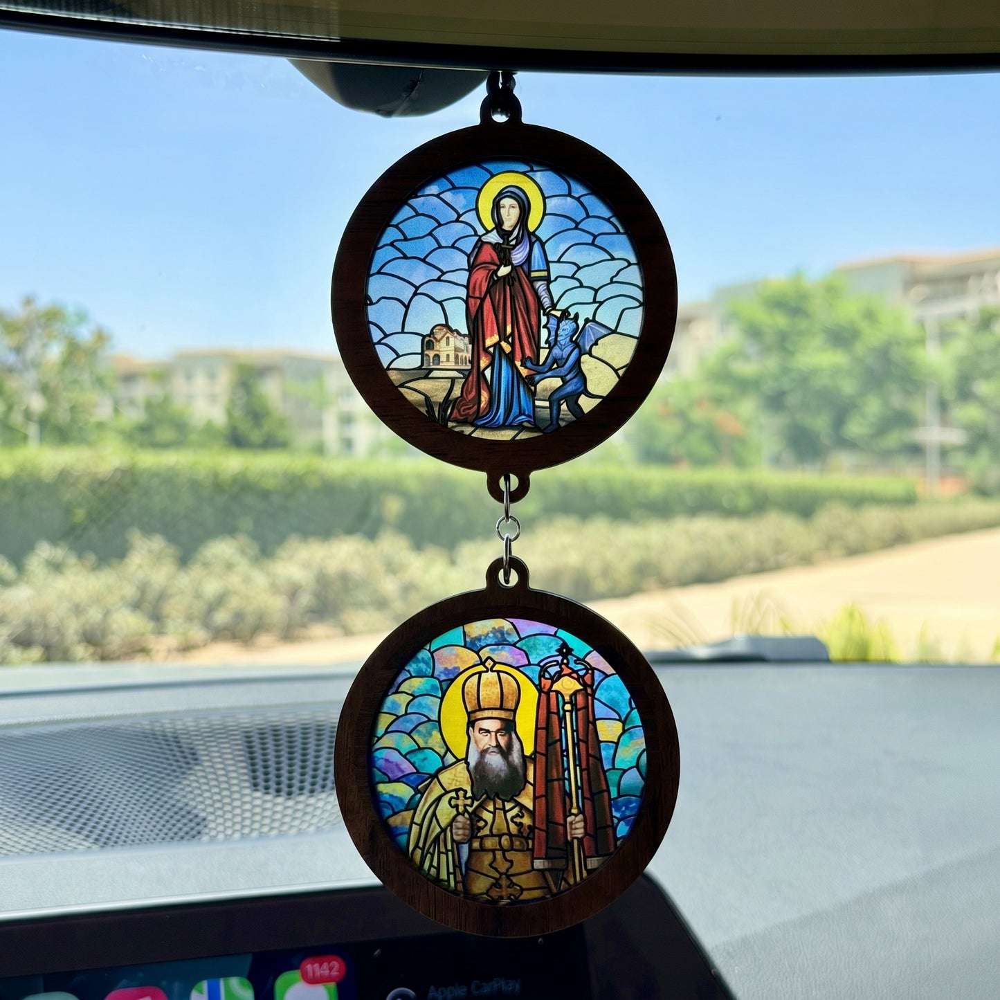 Double Icon Car Pendant
