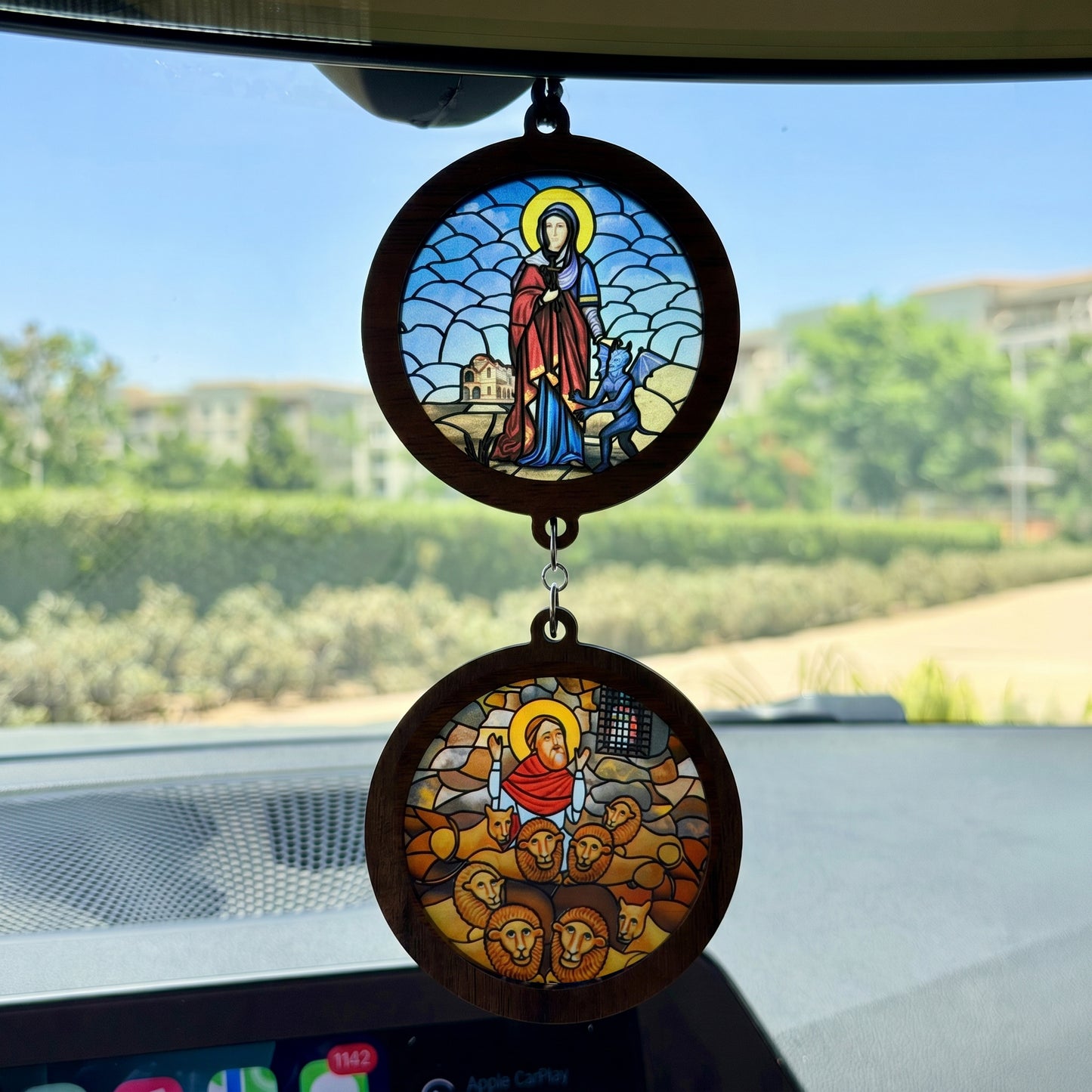 Double Icon Car Pendant