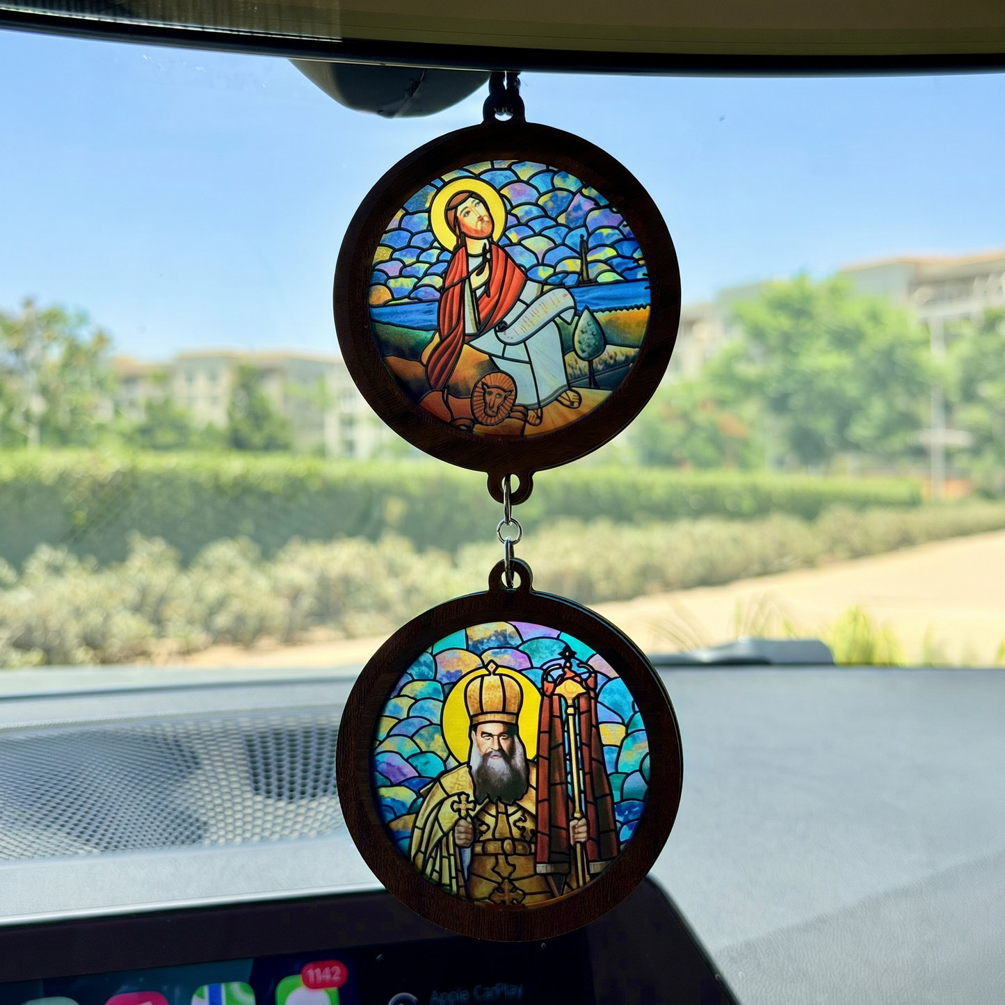 Double Icon Car Pendant