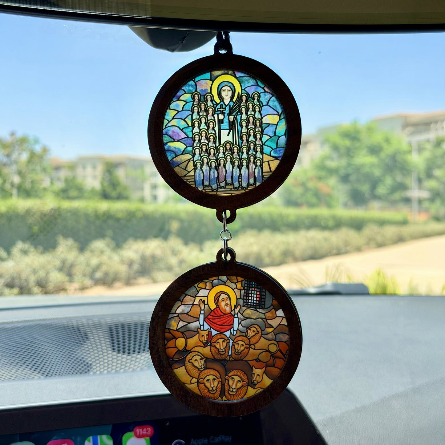 Double Icon Car Pendant