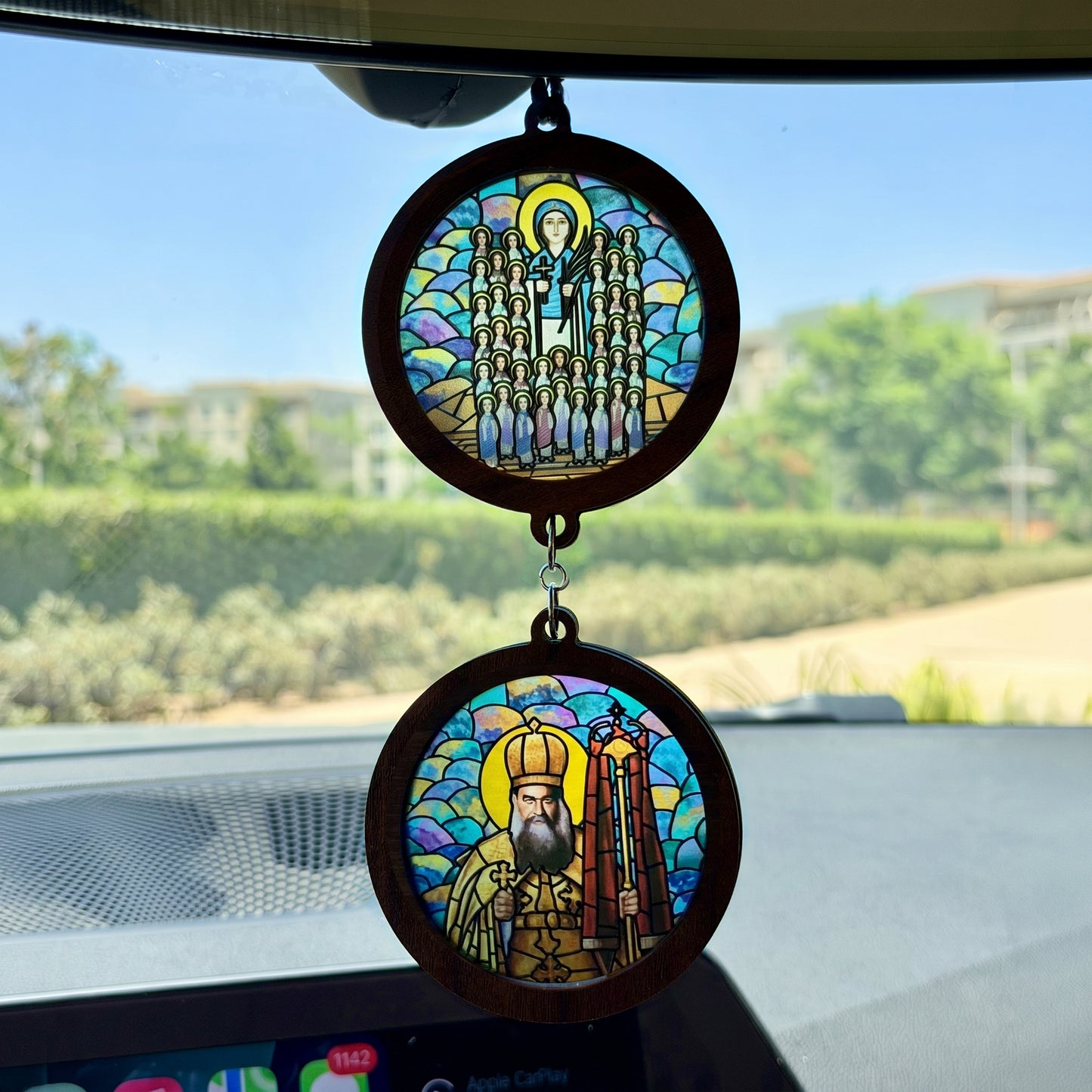 Double Icon Car Pendant
