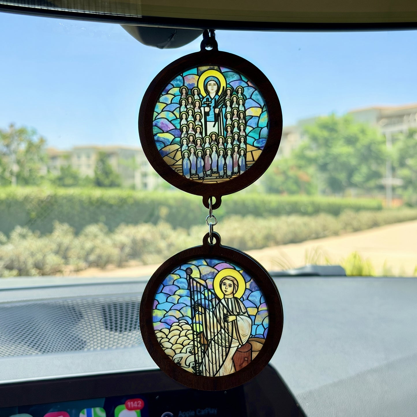 Double Icon Car Pendant