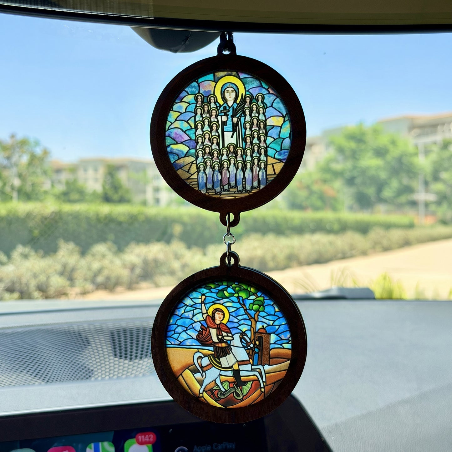 Double Icon Car Pendant