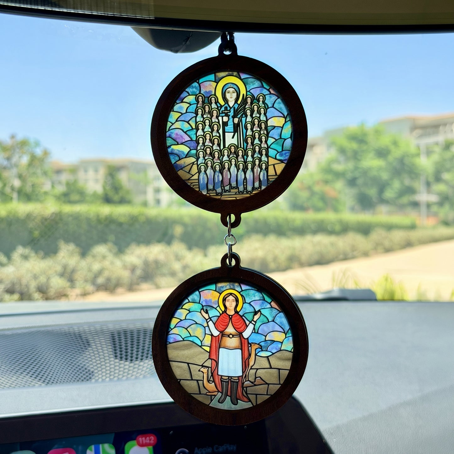 Double Icon Car Pendant