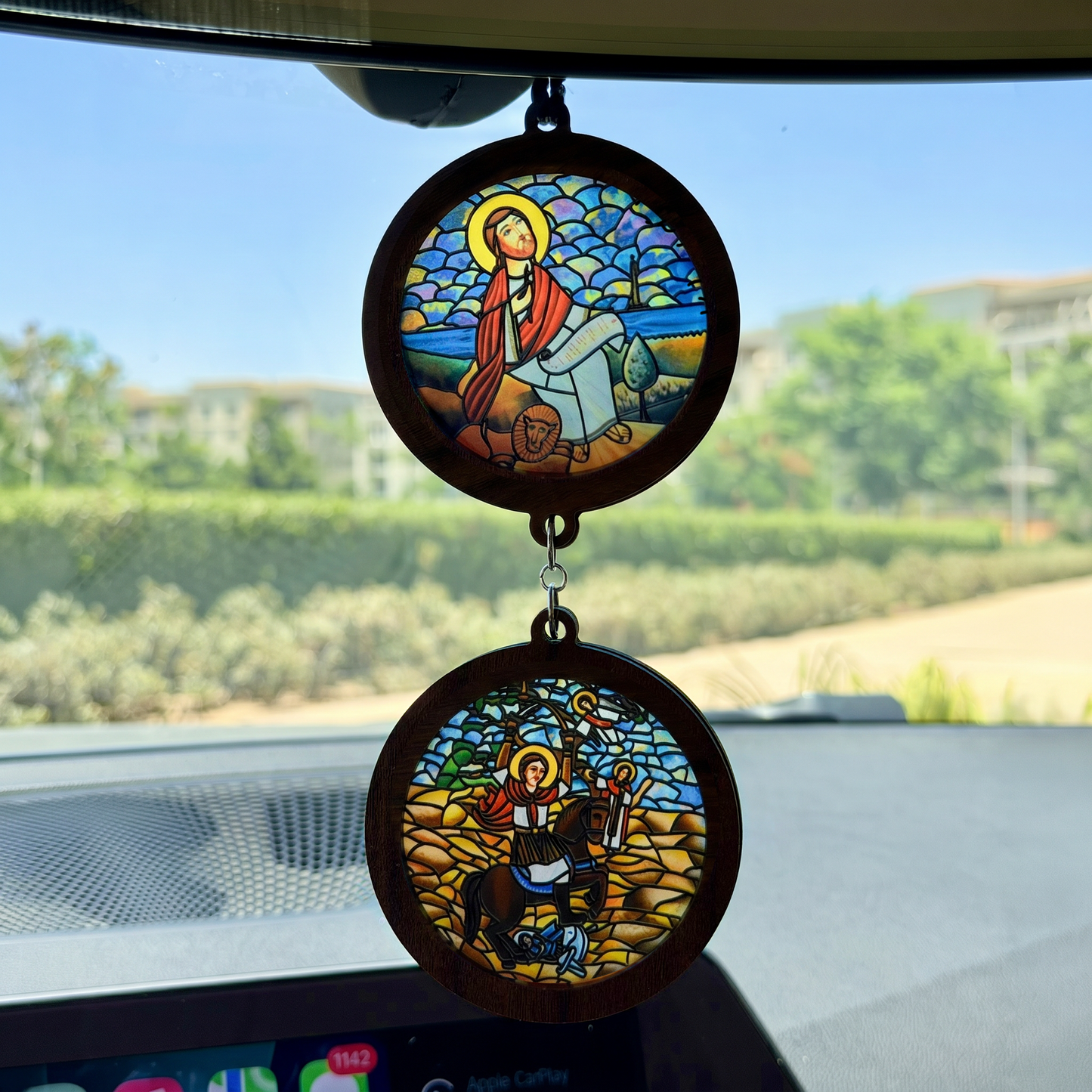 Double Icon Car Pendant