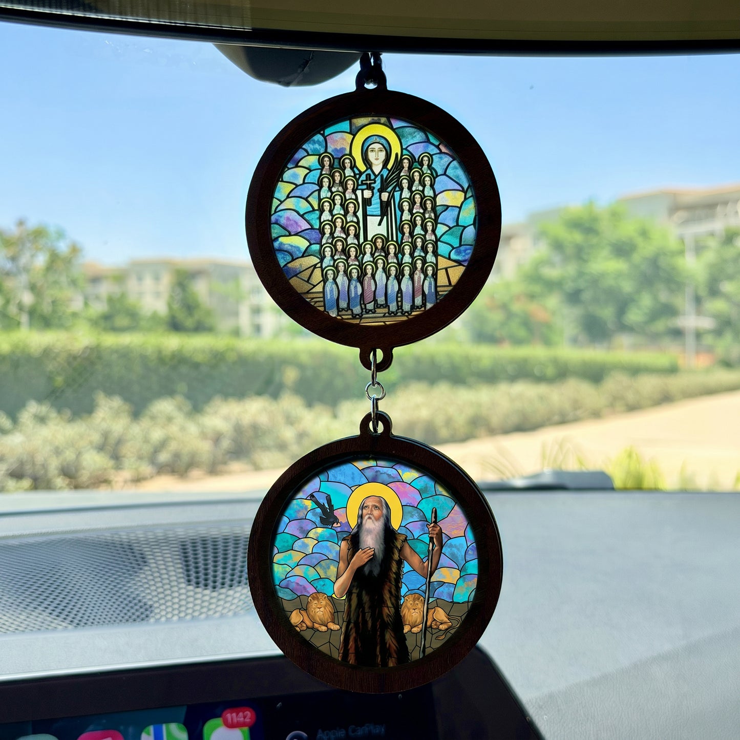 Double Icon Car Pendant