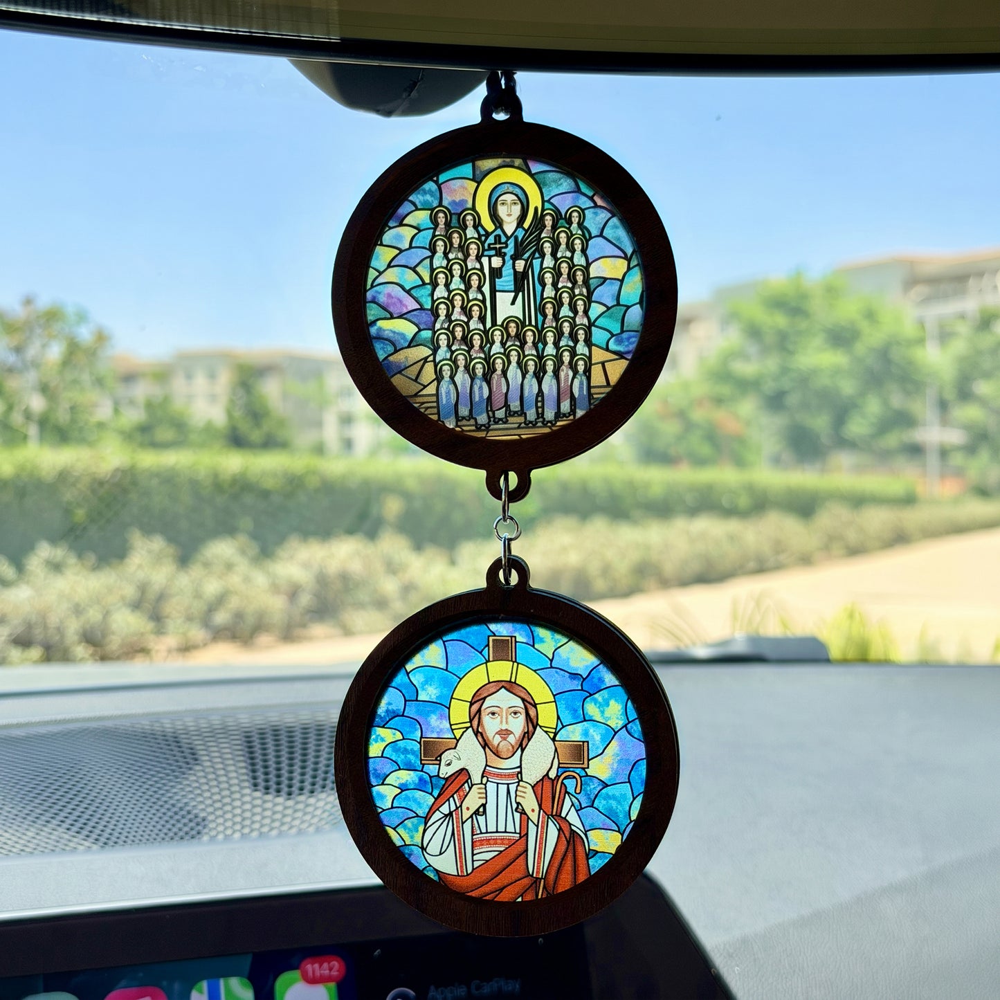 Double Icon Car Pendant