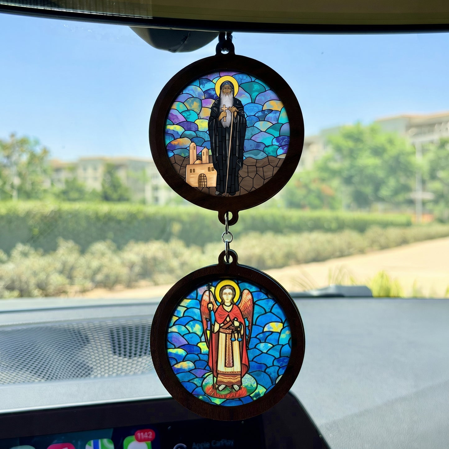 Double Icon Car Pendant