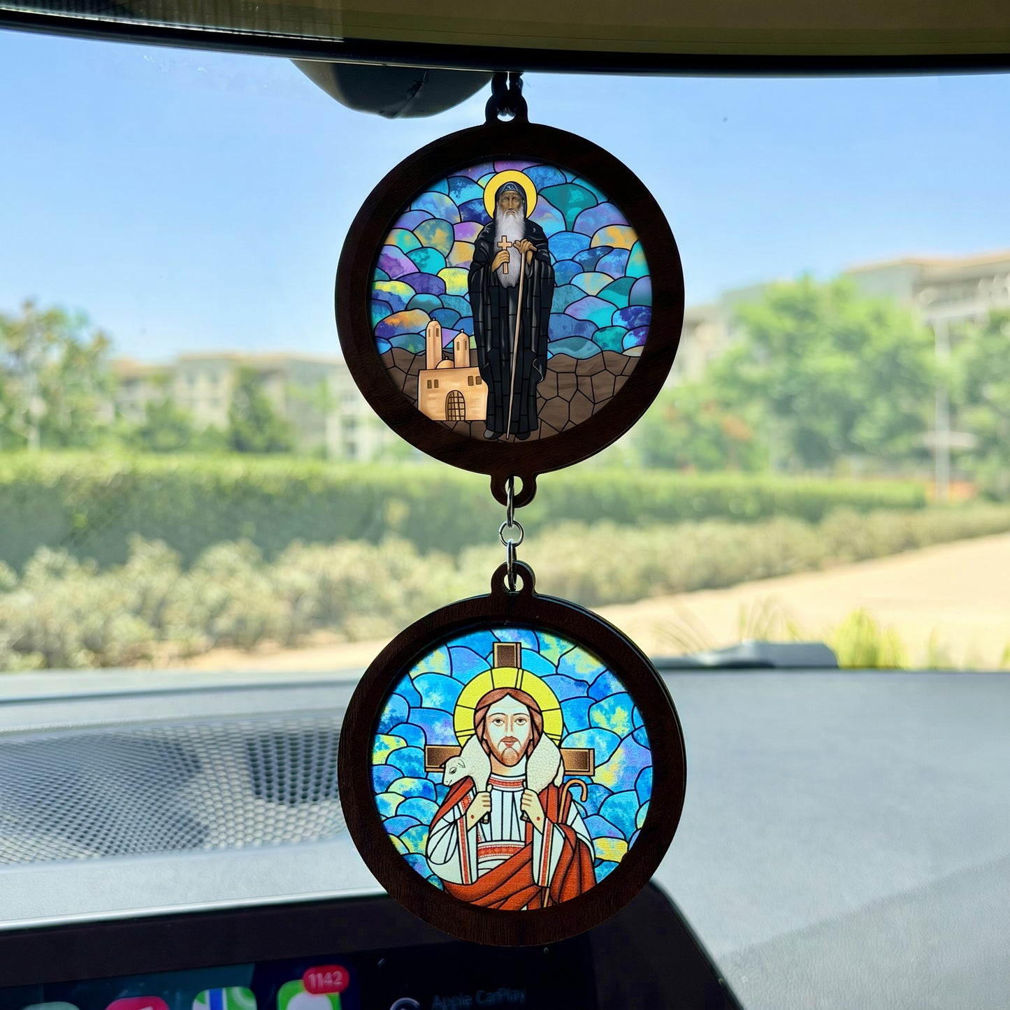 Double Icon Car Pendant
