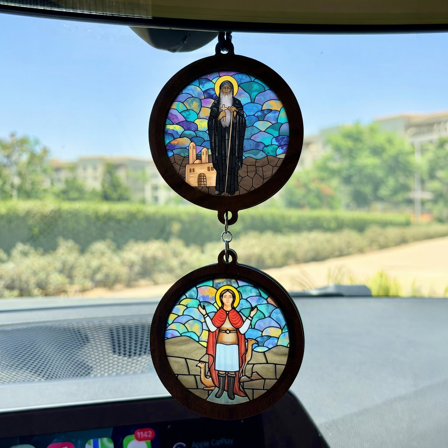 Double Icon Car Pendant